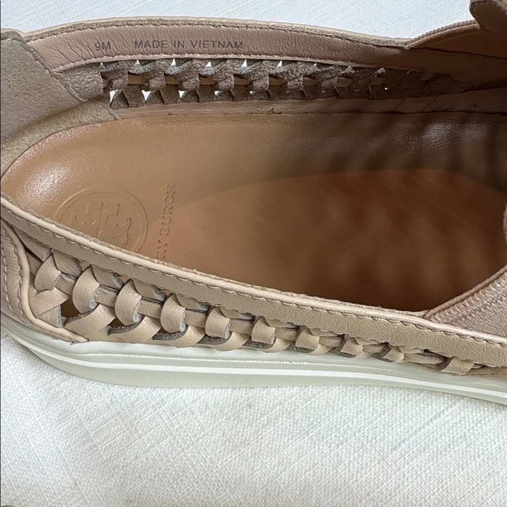 Tory Burch Beige‎ Woven Slip-On Loafers